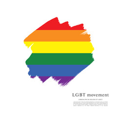 Obraz premium Rainbow flag, LGBT movement, vector illustration, brush stroke background