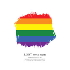 Obraz premium Rainbow flag, LGBT movement, vector illustration, brush stroke background