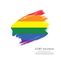Obraz premium Rainbow flag, LGBT movement, vector illustration, brush stroke background