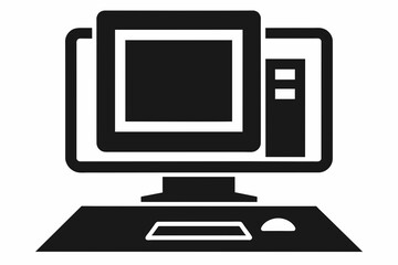 Computer logotype black vector with white background.