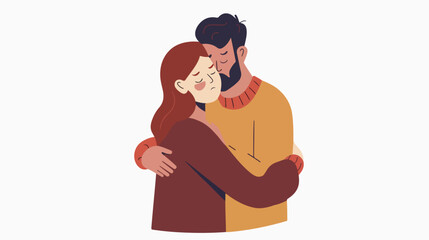 depressive portrait a girl and a man hugging