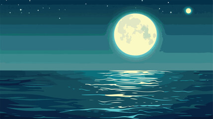 Full moon rising over the ocean - obrazy, fototapety, plakaty