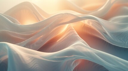 Obraz premium A serene backdrop hosts an ethereal 3D ribbon, accentuated with light geometric lines.