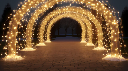 Fototapeta premium Charming tunnel of twinkling lights