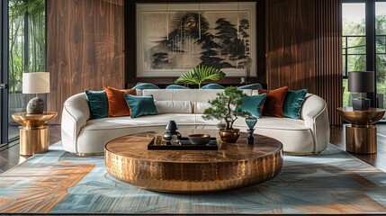 Elegant Modern Living Room Interior with Artistic Decor