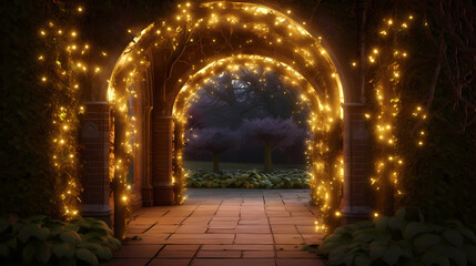 Fototapeta premium Charming tunnel of twinkling lights