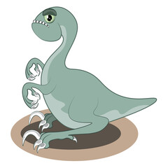 Cartoon tyrannosaurus Rex or T-Rex, a prehistoric dinosaur creature. Suitable for children's educational.