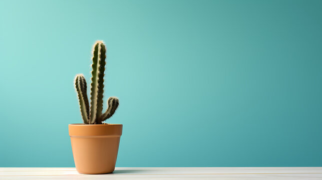 Cactus in pot on empty background