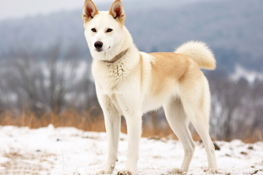 Slovakian Chuvach purebred beautiful breed of dog, background nature