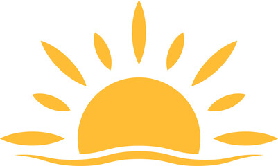 A half sun is setting downwards icon sunset concept for graphic design, logo, website, social media, mobile app, UI illustration