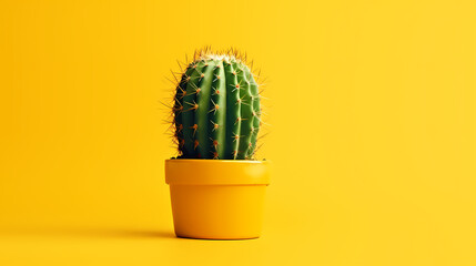 Cactus in pot on empty background