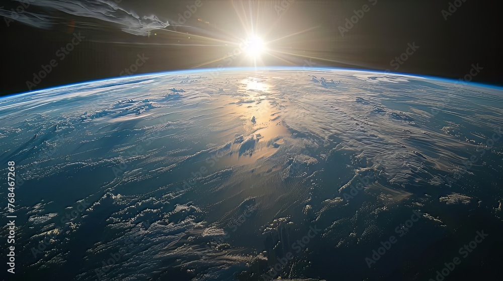 Poster a mesmerizing view of earth's curvature captured from space.