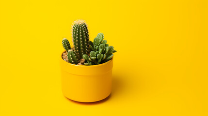 Cactus in pot on empty background