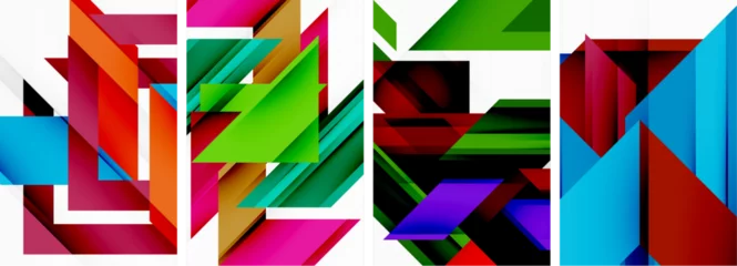 Zelfklevend Fotobehang Triangle poster abstract background set for wallpaper, business card, cover, poster, banner, brochure, header, website © antishock