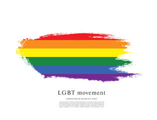 Obraz premium Rainbow flag, LGBT movement, vector illustration, brush stroke background
