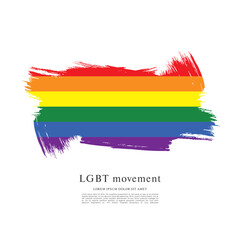 Obraz premium Rainbow flag, LGBT movement, vector illustration, brush stroke background