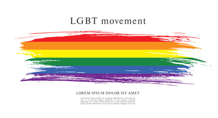 Rainbow flag, LGBT movement, vector illustration, brush stroke background - obrazy, fototapety, plakaty