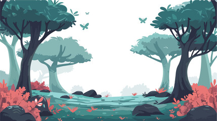 fantasy forest vector flat minimalistic 