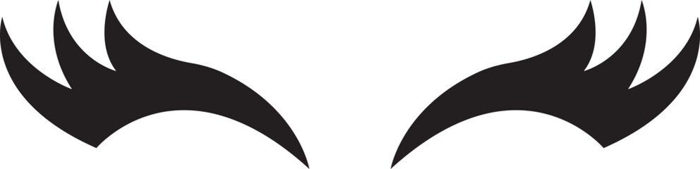 Closed eye with eyelashes cute icon for cartoon character illustration. Sleep girl or unicorn long eyelash line flat simple face part graphic makeup mascara symbol isolated on transparent background.