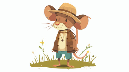 farmer mouse illustration animal character vector flat