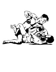 MMA Fighter Illustration, Strong Warrior Clipart, Kick Boxing Stencil, Mixed Martial Arts Cut File, Jie Jitsu Stencil, Combat Muay Thai Vector