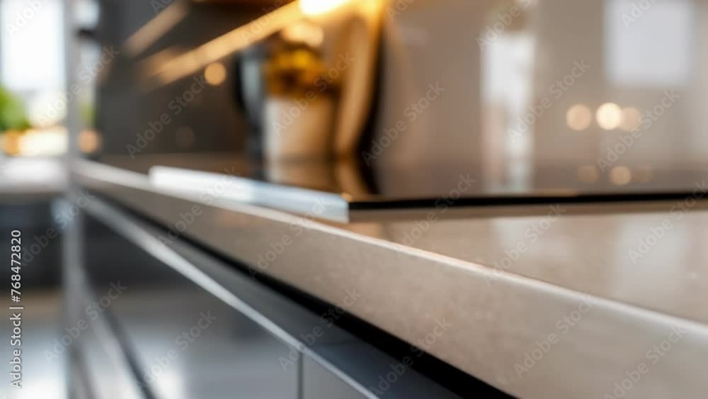 Aufkleber a closeup of a sleek kitchen with clean lines and minimal decor. the neutral color palette and absen
