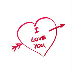 Vector heart with signature i love you