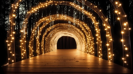 Fototapeta premium A tunnel with lantern lights creates a dynamic visual impact