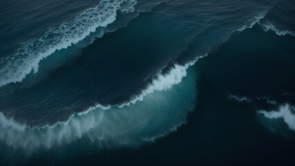 Top view of ocean waves. Atlantic Ocean, panoramic view