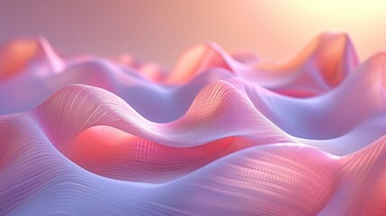 Obraz premium Gentle geometric lines adorn a solitary 3D ribbon set against a calming background.