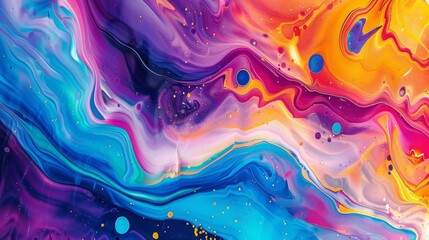 Colorful art abstraction, fluid paint waves, vibrant background