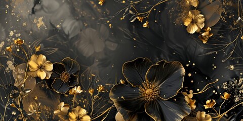 The close up abstract picture of the gold and black colour flower and plant that has been growing and blooming from beautiful view in the nature that cannot be found in the normal situation. AIGX01. - obrazy, fototapety, plakaty