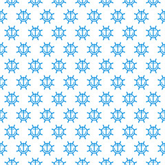 Ship's Wheel and Anchor seamless pattern on a White Background