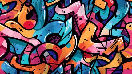 Bright colorful graffiti abstract mural - obrazy, fototapety, plakaty