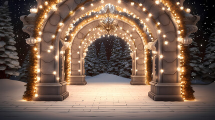 Fototapeta premium A tunnel with lantern lights creates a dynamic visual impact