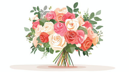 beautiful wedding bouquet on table .. Flat vector isolated
