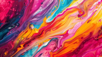 Vivid abstract art canvas, colorful streaks, lively background