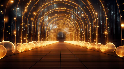 A tunnel with lantern lights creates a dynamic visual impact