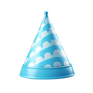 Blue Birthday Party Hat Isolated On Transparent Background