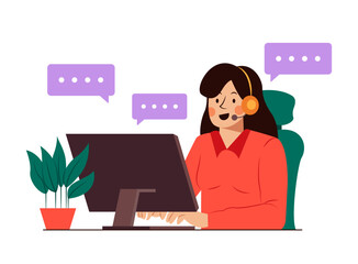 Customer Service Character Concept Illustration.