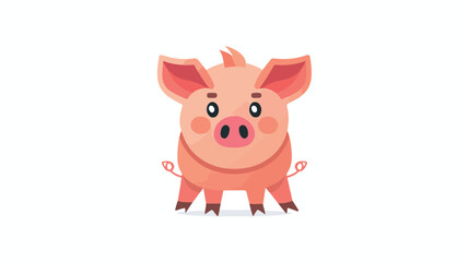 flat logo of Vector pig illustration vector cute .. F