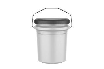 plastic bucket with lid on a isolated on white background. 3d illustration