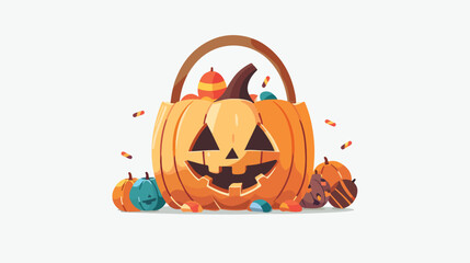 Halloween Pumpkin Candy Basket. Scary jack pumpkin bas