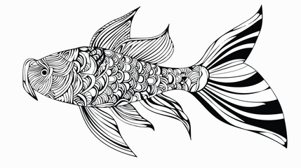 Hand drawing zentangle. Decorative abstract fish tail.