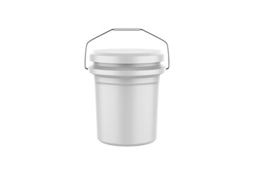 plastic bucket with lid on a isolated on white background. 3d illustration