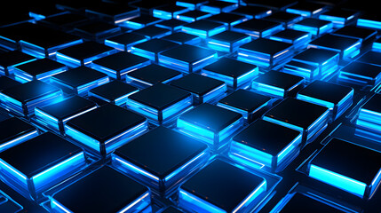 Fototapeta premium Digital technology blue light lines 3d abstract graphic poster web page PPT background