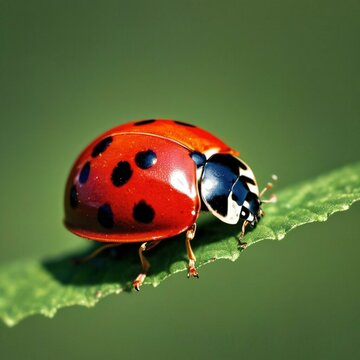 Ladybug on green Leaf
