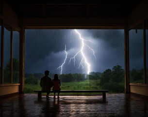Couple enjoying a storm