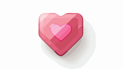 heart pink square glossy web button flat vector 