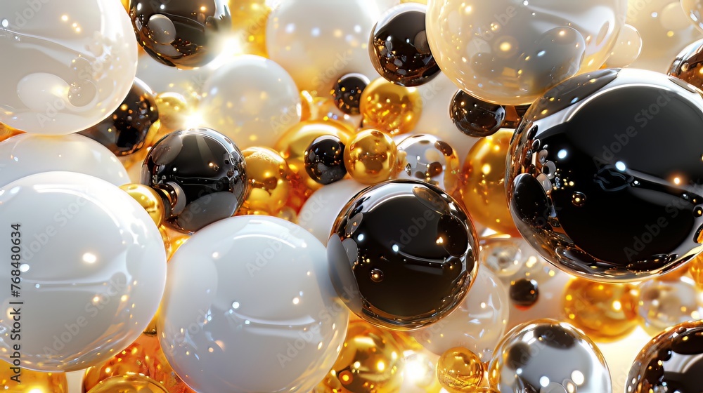 Aufkleber abstract fusion. gold, white, and black elements fuse seamlessly in a 3d render, forming an abstract